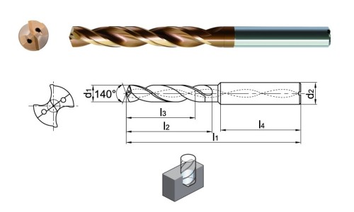 VYSOCE PRODUKTIVNÍ VRTÁKY 5xD S PVD POVLAKEM – s chlazením, speciálně na litinu a ocel
