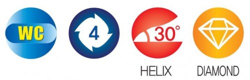 VYSOCE VÝKONNÉ 4-BŘITÉ ROVNÉ FRÉZY S DIAMANTOVÝM POVLAKEM