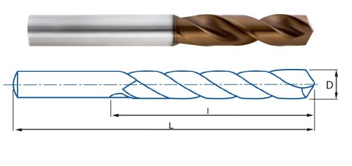VYSOCE VÝKONNÉ VRTÁKY 3XD bez vnitřního chlazení - AlCr POVLAK