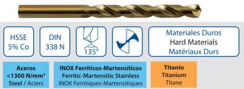 Velká sada vrtáků HSSE 5%Co 135° - h8, broušené DIN338N - PROFI NA TVRDÉ MATERIÁLY