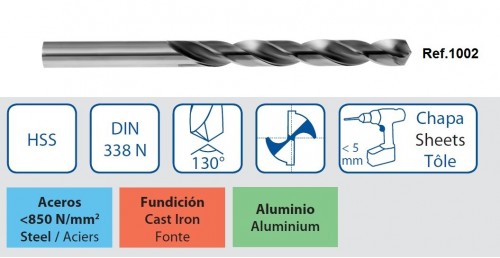 Velká sada vrtáků HSS 130° pro ruční vrtačky - h8, broušené DIN338N