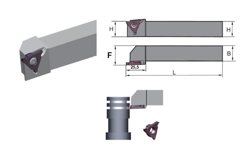 Vnější drážkovací držáky - pravé na destičky QC..