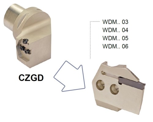 Vnější levé modulární upichovací-zapichovací držáky na destičky WDMG/WDMP/WDMR/WDMT