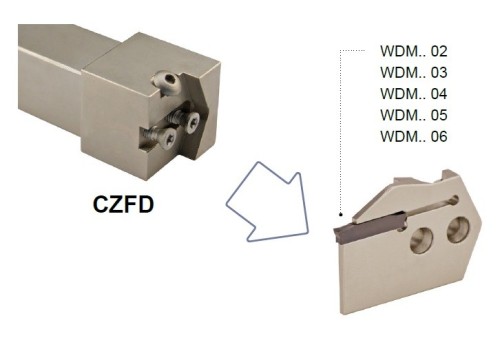 Vnější levé modulární vertikální upichovací-zapichovací držáky na destičky WDMG/WDMP/WDMR/WDMT