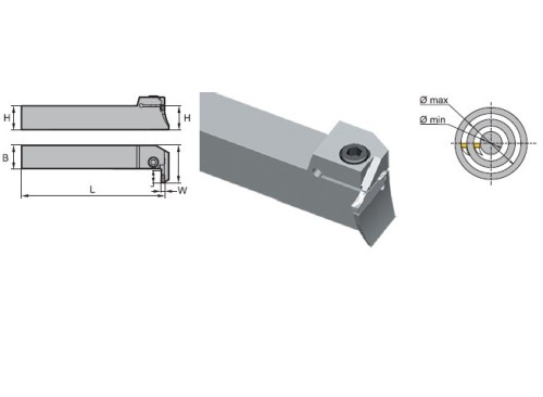 Vnější levé upichovací-zapichovací AXIÁLNÍ čelní držáky na destičky Z.FD/Z.GD/Z.HD/Z.KD..