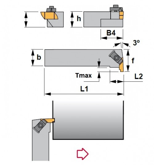 Vnější levé upichovací-zapichovací držáky na destičky NG/NR/NT..