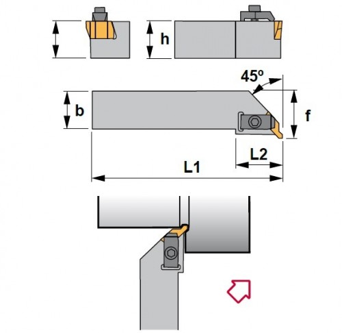 Vnější levé upichovací-zapichovací držáky na destičky NG/NR/NT..