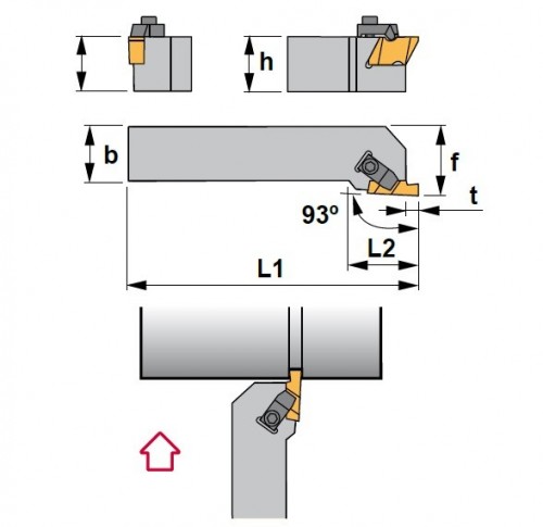 Vnější levé upichovací-zapichovací držáky na destičky NG/NR/NT..
