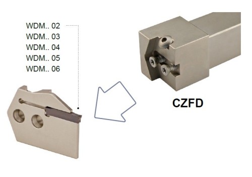 Vnější pravé modulární vertikální upichovací-zapichovací držáky na destičky WDMG/WDMP/WDMR/WDMT