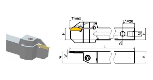 Vnější pravé precizní upichovací-zapichovací držáky na destičky Z.ED/Z.FD/Z.GD/Z.HD/Z.KD.. S chlazením! Pro větší hloubky