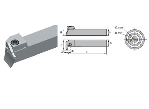 Vnější pravé upichovací-zapichovací AXIÁLNÍ čelní držáky na destičky Z.FD/Z.GD/Z.HD/Z.KD..