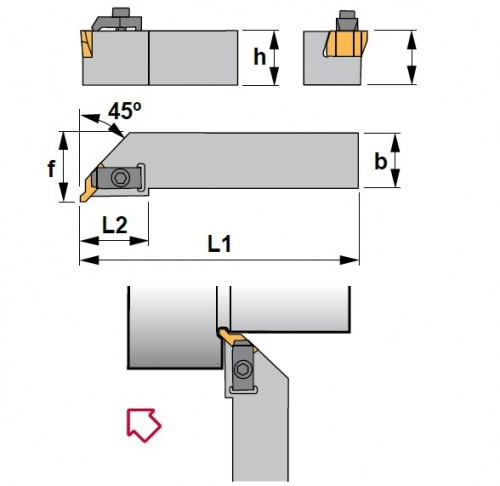 Vnější pravé upichovací-zapichovací držáky na destičky NG/NR/NT..