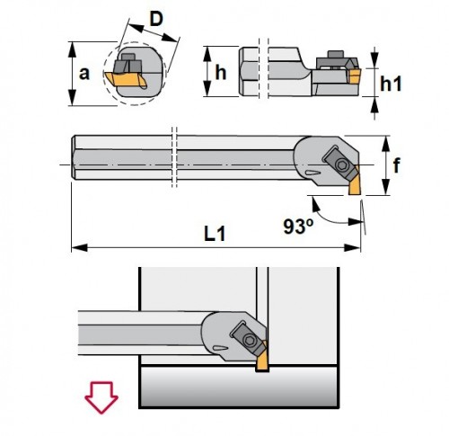 Vnitřní levé upichovací-zapichovací držáky na destičky NG/NR/NT..