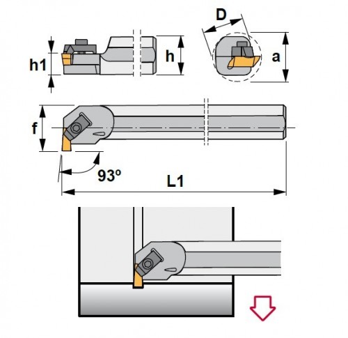 Vnitřní pravé upichovací-zapichovací držáky na destičky NG/NR/NT..