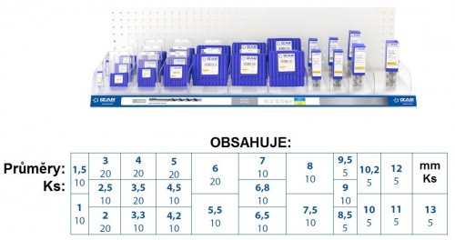 Vrtáky HSSE 5%Co 135° pro ruční vrtačky - h8, broušené  DIN338W - NA NEREZ SPEED MAX NA ZÁVĚSNÉ LIŠTĚ 100 CM
