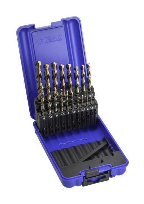 Vrtáky HSSE 5%Co 135° v sadě 19 KS (ROZSAH 1-10 PO 0,5 MM) - h8, broušené DIN338N - PROFI NA TVRDÉ MATERIÁLY