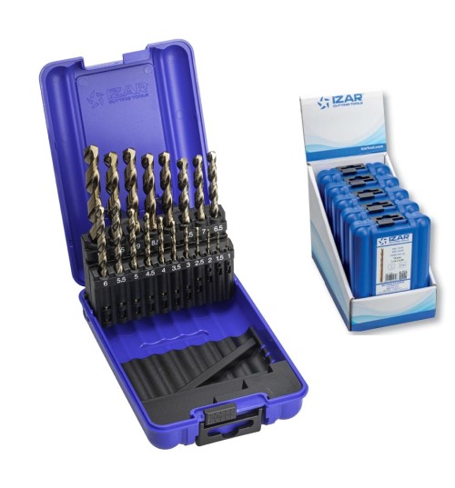 Vrtáky HSSE 5%Co 135° v sadě 19 KS (ROZSAH 1-10 PO 0,5 MM) - h8, broušené DIN338N - PROFI NA TVRDÉ MATERIÁLY 5 SAD