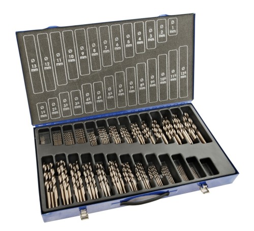 Vrtáky HSSE 5%Co 135° v sadě 220 KS (ROZSAH 1-13 PO 0,5 + 3,3 + 4,2 MM) - h8, broušené DIN338N, PRŮMĚR 1 - 8 PO 10 KS, PRŮMĚR 8,5 - 13 PO 5 KS - PROFI NA TVRDÉ MATERIÁLY