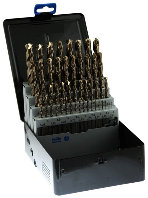 Vrtáky HSSE 5%Co 135° v sadě 49 KS (ROZSAH 1-13 PO 0,25 MM) - h8, broušené DIN338N - PROFI NA TVRDÉ MATERIÁLY