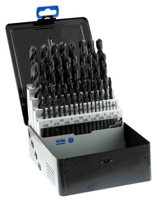 Vrtáky HSS 118° v sadě 49 KS (ROZSAH 1-13 PO 0,25 MM) - h8, broušené DIN338N - KLASIKA OBECNÉ POUŽITÍ