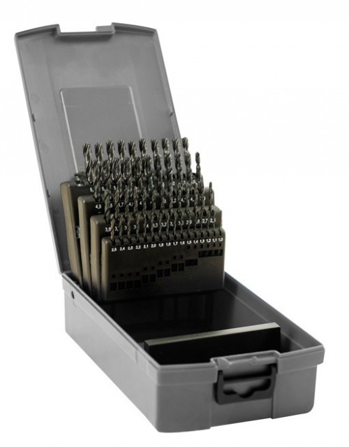 Vrtáky HSS 118° v sadě 50 KS (ROZSAH 1-5,9 PO 0,1 MM) - h8, broušené DIN338N - KLASIKA OBECNÉ POUŽITÍ