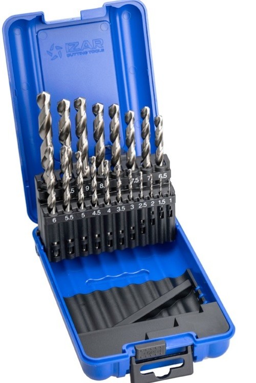 Vrtáky HSS 130° pro ruční vrtačky v sadě 19 KS (ROZSAH 1-10 PO 0,5 MM) - h8, broušené DIN338N