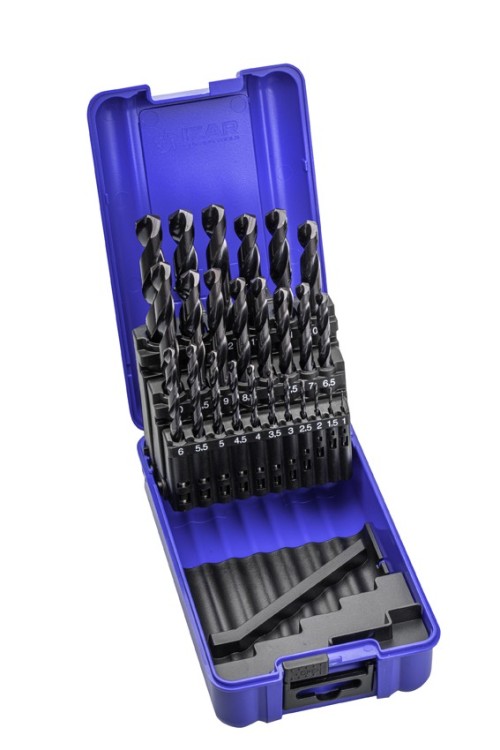 Vrtáky HSS+TIALSIN 130° pro ruční vrtačky v sadě 25 KS (ROZSAH 1-13 PO 0,5 MM) - h8, broušené DIN338N, povlak TIALSIN zvyšuje odolnost proti opotřebení o 35%!