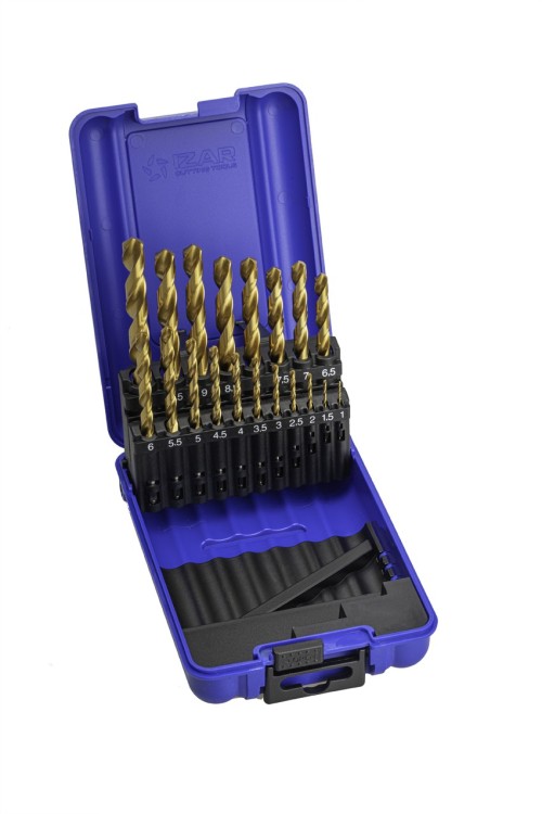 Vrtáky HSS+TIN 118° v sadě 19 KS (ROZSAH 1-10 PO 0,5 MM) - h8, broušené DIN338N - KLASIKA OBECNÉ POUŽITÍ