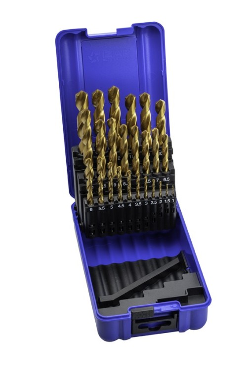 Vrtáky HSS+TIN 118° v sadě 25 KS (ROZSAH 1-13 PO 0,5 MM) - h8, broušené DIN338N - KLASIKA OBECNÉ POUŽITÍ