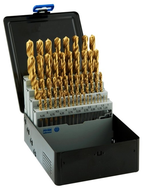 Vrtáky HSS+TIN 118° v sadě 49 KS (ROZSAH 1-13 PO 0,25 MM) - h8, broušené DIN338N - KLASIKA OBECNÉ POUŽITÍ