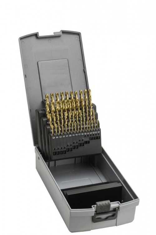 Vrtáky HSS+TIN 118° v sadě 50 KS (ROZSAH 1-5,9 PO 0,1 MM) - h8, broušené DIN338N - KLASIKA OBECNÉ POUŽITÍ