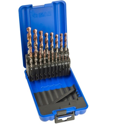 Vrtáky HSS v sadě 19 KS (ROZSAH 1-10 PO 0,5 MM) - VRTÁKY HSSE 5%Co S POVLAKEM - MULTIFUNKČNÍ DIN338