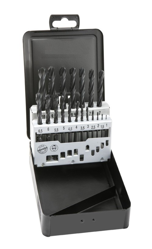 Vrtáky HSS v sadě 19 KS (ROZSAH 1-10 PO 0,5 MM) - rolované (nebroušené) pro ruční vrtačky DIN338