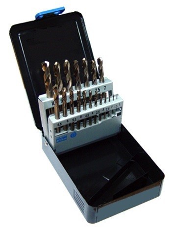 Vrtáky krátké HSSE 5%Co 135° v sadě 19 KS (ROZSAH 1-10 PO 0,5 MM) - h8, broušené DIN1897N - PROFI NA TVRDÉ MATERIÁLY