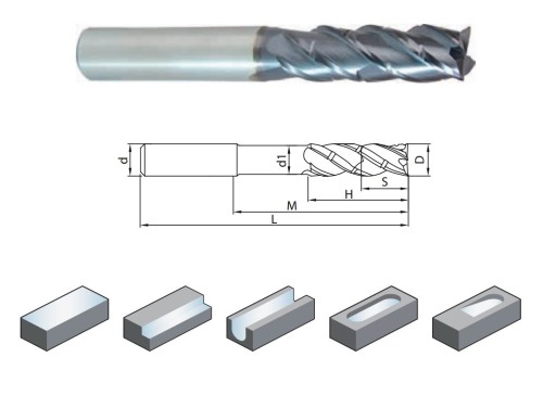 Vysoce výkonné 4-břité frézy, 38/40° - HSC/HPC obrábění
