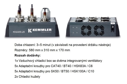 Vzduchový chladicí box a další úložný prostor pro 5 držáků nástrojů