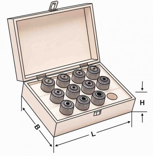 ZÁVITOVACÍ ADAPTÉRY BEZ SPOJKY V SADĚ V DŘEVENÉM BOXU