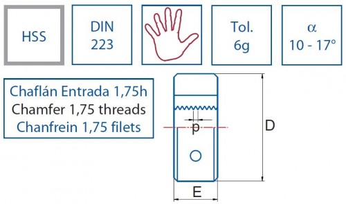 ZÁVITOVÁ OČKA - METRICKÁ/METRIC.JEMNÁ - SRAŽENÍ 1,75 ZÁVITŮ  - RUČNÍ