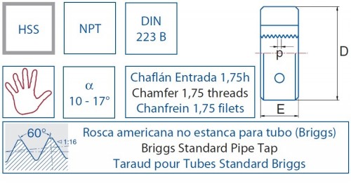 ZÁVITOVÁ OČKA - NPT - SRAŽENÍ 1,75 ZÁVITŮ  - RUČNÍ