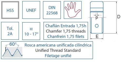 ZÁVITOVÁ OČKA - UNEF - SRAŽENÍ 1,75 ZÁVITŮ  - RUČNÍ