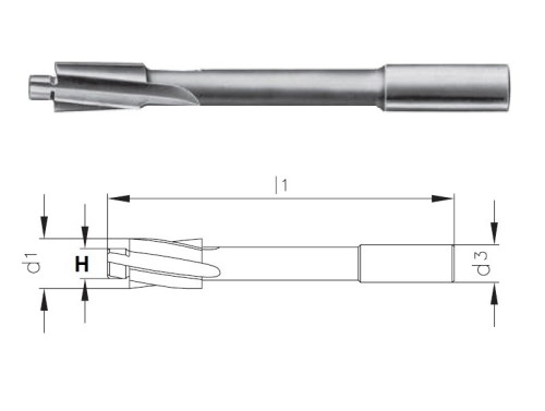 Záhlubníky pod hlavy šroubů DIN373 HSSE PRO PRŮCHOZÍ OTVOR - z9/e8 pilot, tolerance stopky = h9