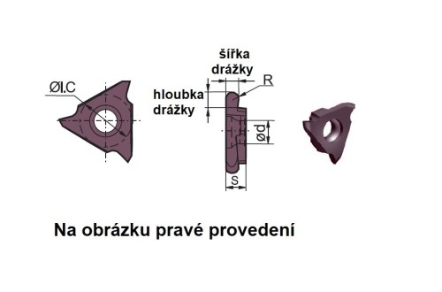 Zapichovací a upichovací destičky QC.. na OCEL,NEREZI,TITAN - pravé/levé (R/L) PLNÝ RÁDIUS