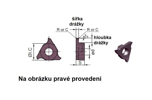 Zapichovací a upichovací destičky QC.. na OCEL,NEREZI,TITAN - pravé/levé (R/L)