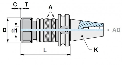 Závitovací upínač s axiální kompenzací DIN6499 s centrálním chlazením