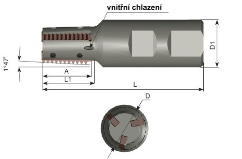 Závitové stopkové frézy s přímými drážkami s chlazením PRO KUŽELOVÉ ZÁVITY